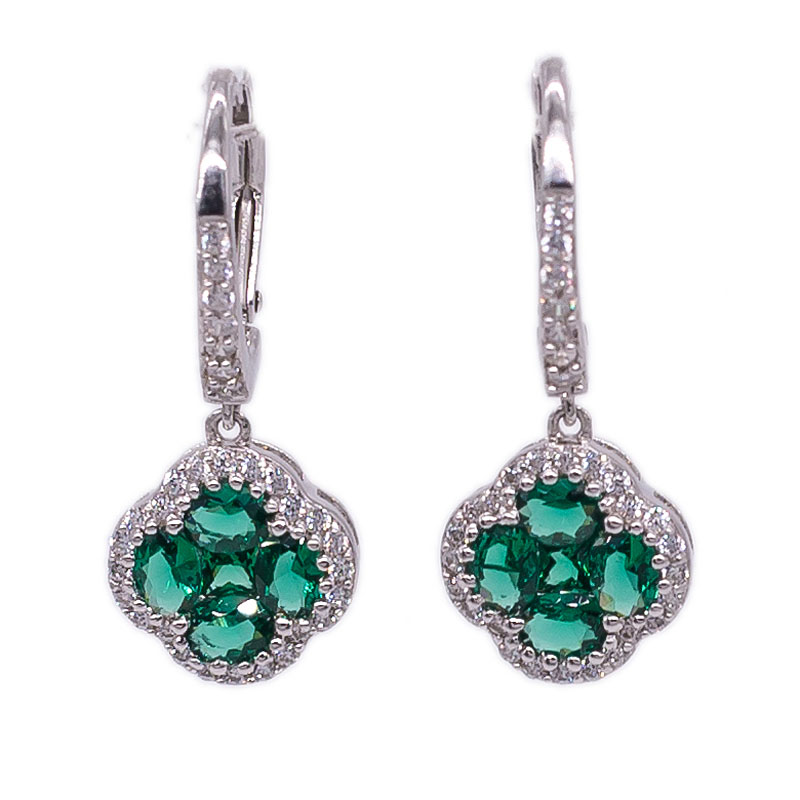 4 leaf clover silver earrings