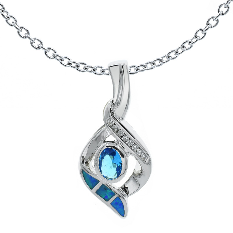 sterling pendant with fancy opal