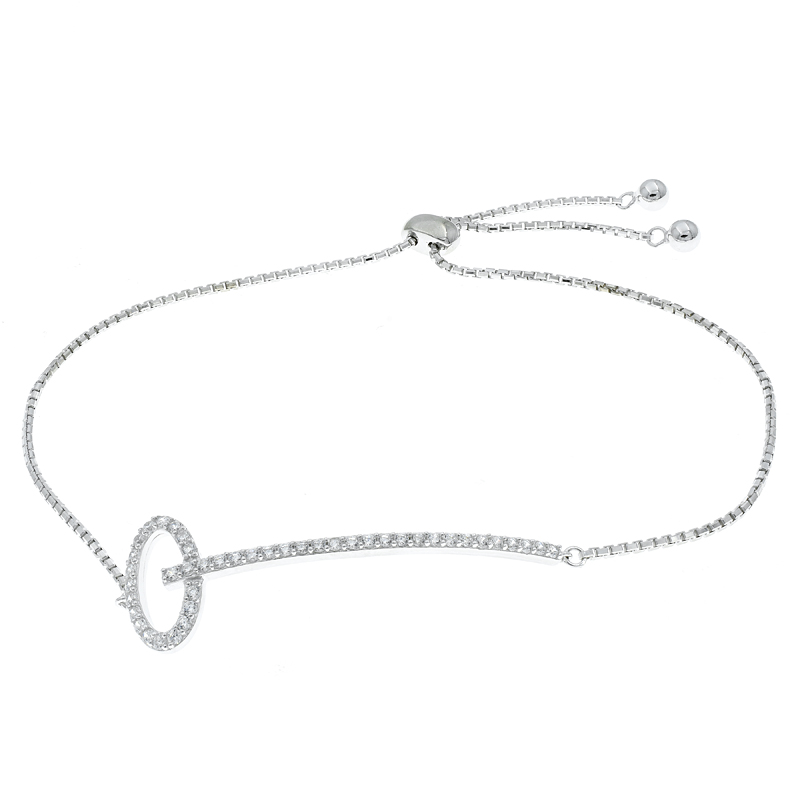 Lab-Created White CZ Bolo Silver Bracelet
