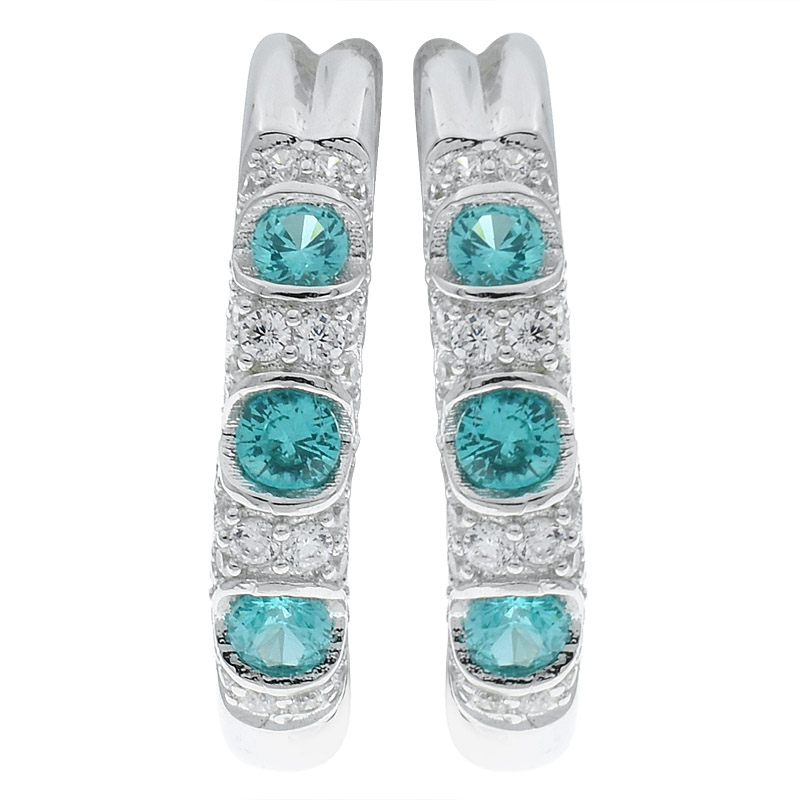 Women Alternating Paraiba YAG & White CZ Earrings