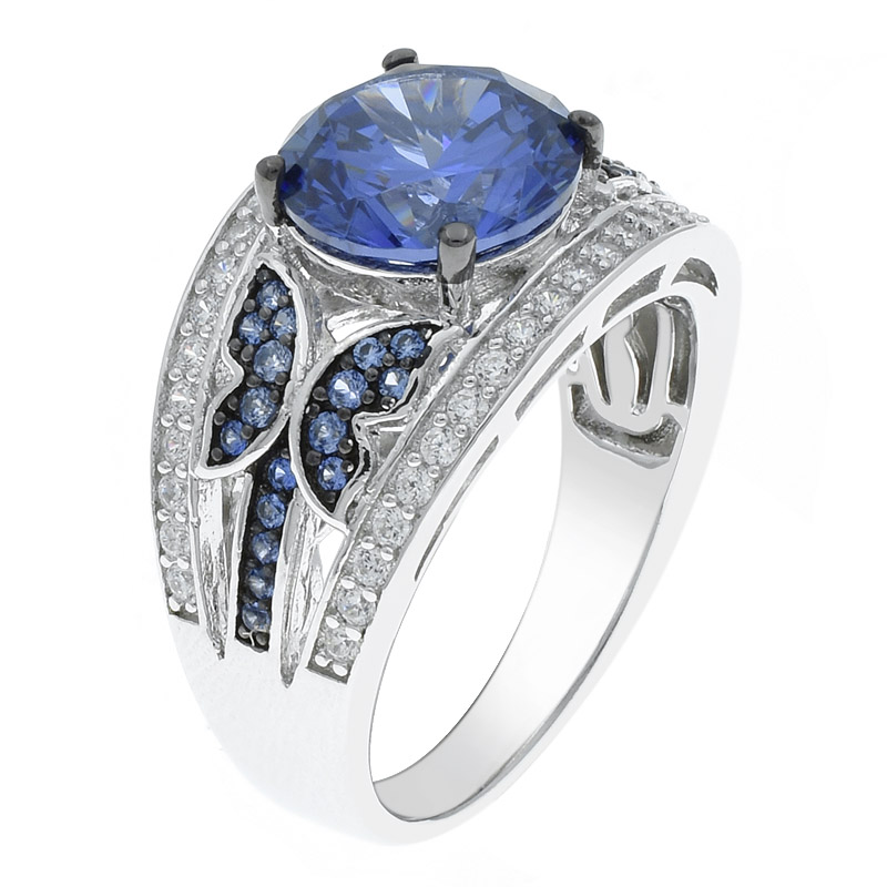 Butterfly Jewelry Silver Ring With Tanzanite CZ