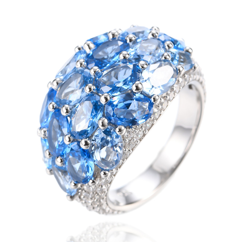 anello d'argento spinello blu all'ingrosso