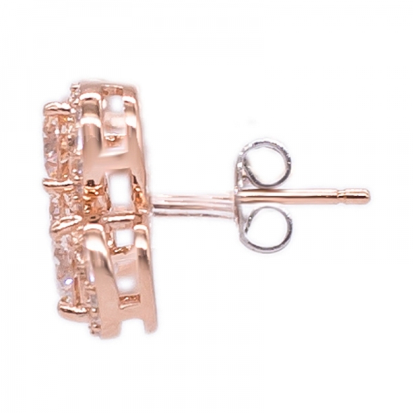 orecchini in argento con tre pietre e placcatura in oro rosa 
