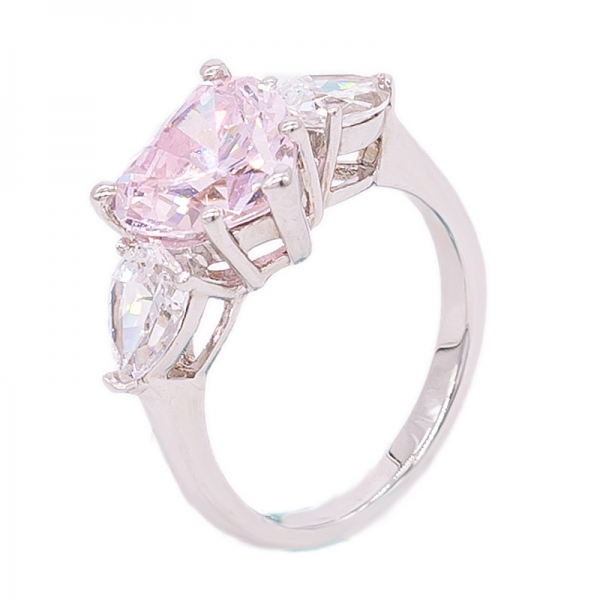 gioielli in argento con diamanti a forma di cuore rosa 