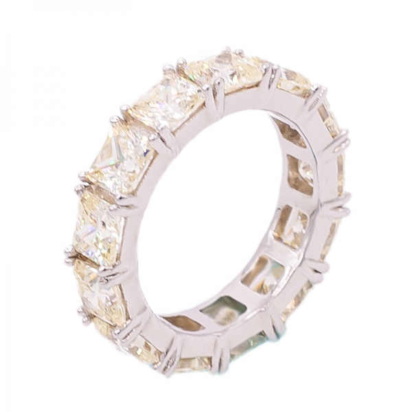 semplice anello quadrato in argento 925 giallo diamante 