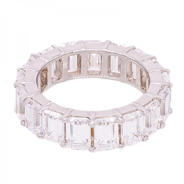 anello in cz bianco con taglio smeraldo luccicante in argento 925 rodiato 