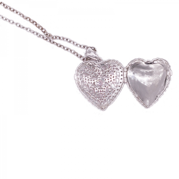 Medaglione pendente a forma di cuore in argento 925 bicolore 