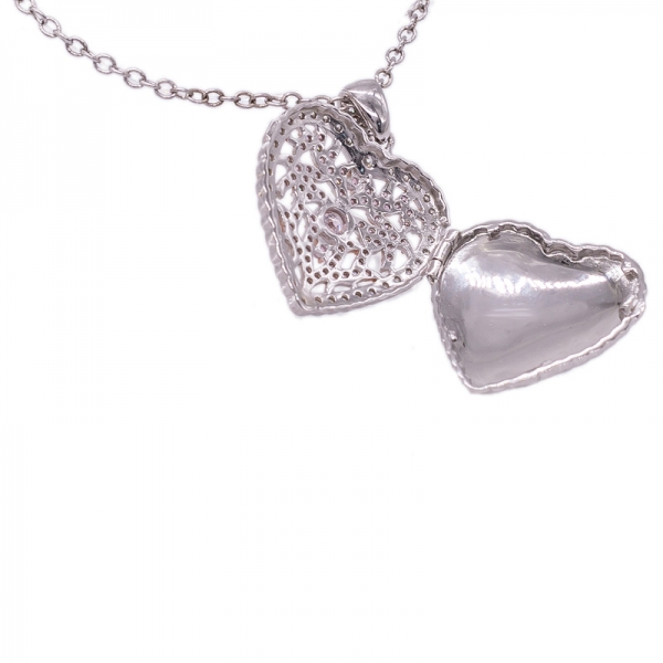 Medaglione pendente a forma di cuore in argento 925 bicolore 