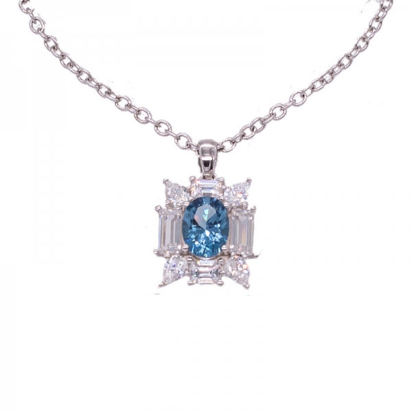 brillante pendente in argento 925 con diamante blu 