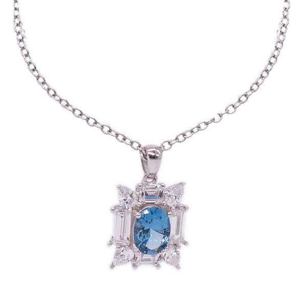 brillante pendente in argento 925 con diamante blu 