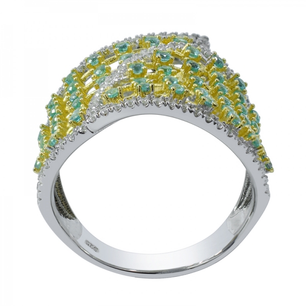 anello in argento placcato oro bicolore con prezioso paraiba 