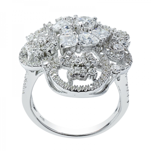 anello in argento placcato bicolore con pietre di tre colori 