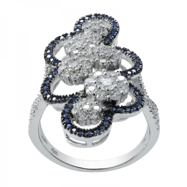 anello in argento sterling 925 con rubino rotondo in corindone e bianco cz 