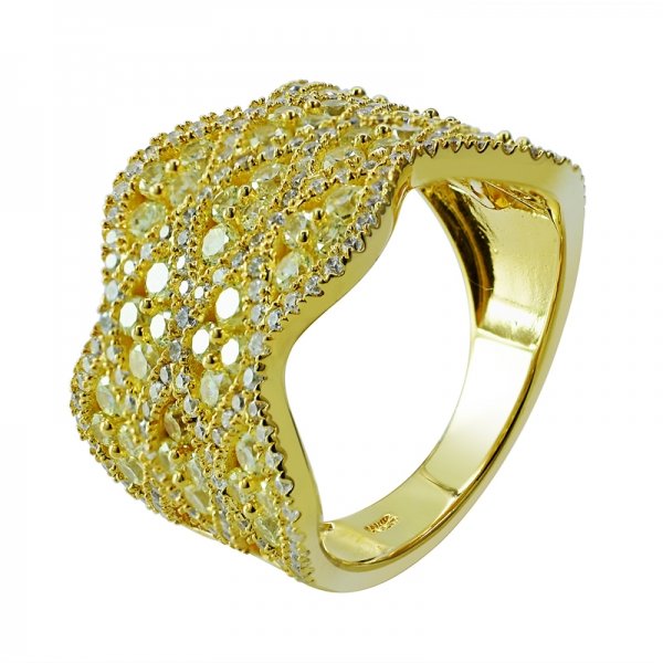 anello in argento placcato oro con cz giallo e bianco 