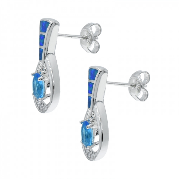 gioielli in argento opale con orecchini con accattivanti pietre blu oceano 