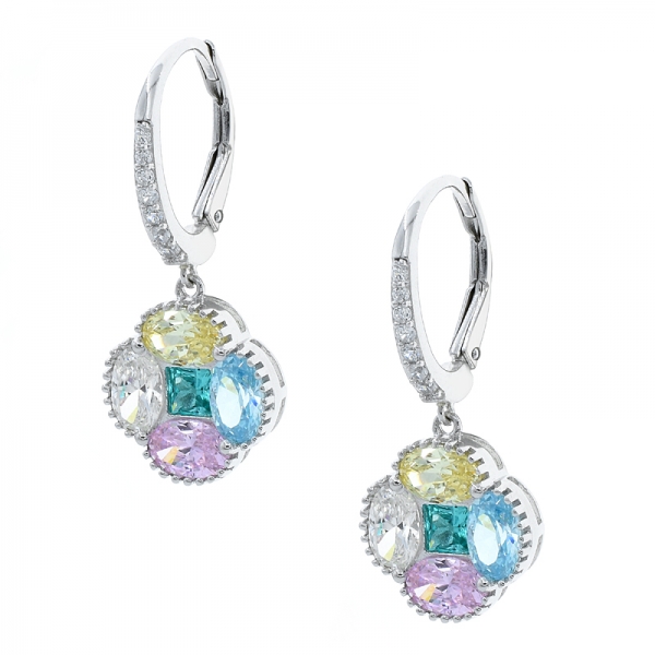 orecchini da donna in argento con quadrifogli multicolor 