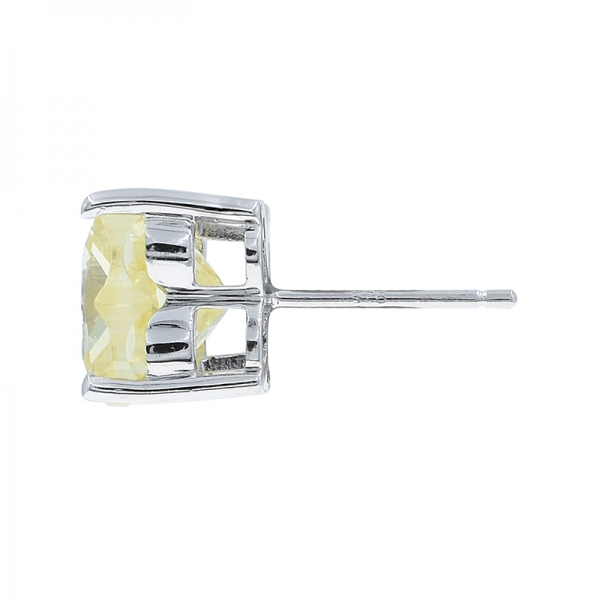 Orecchini in argento 925 con diamante quadrifoglio giallo taglio cz 