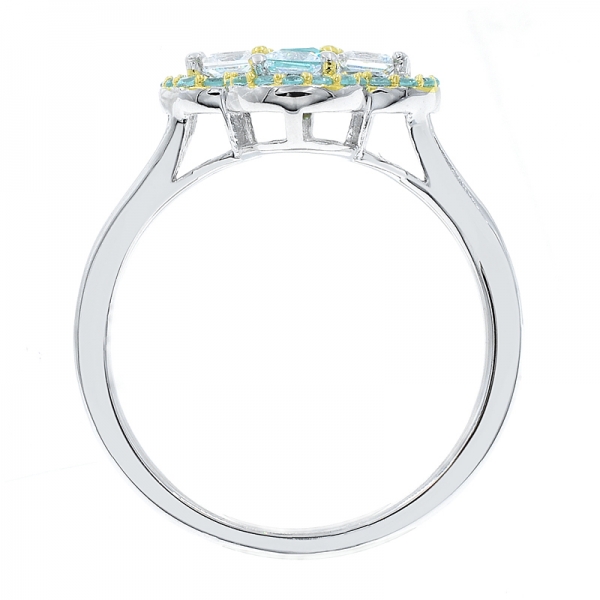 anello argento quadrifoglio paraiba placcato bicolore 