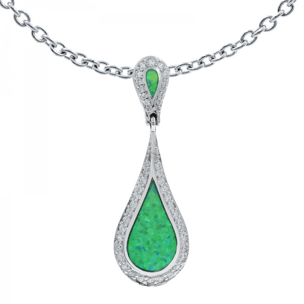 Gioielli ciondolo opale in argento 925 lab verde 