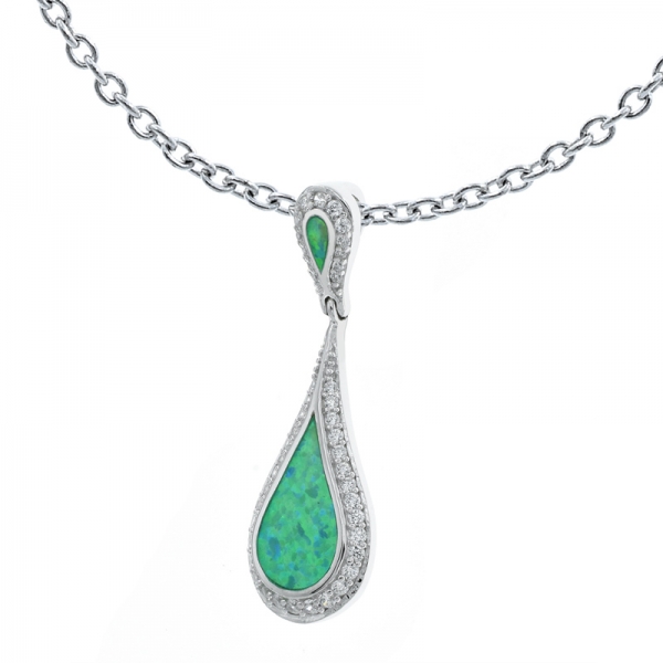 Gioielli ciondolo opale in argento 925 lab verde 