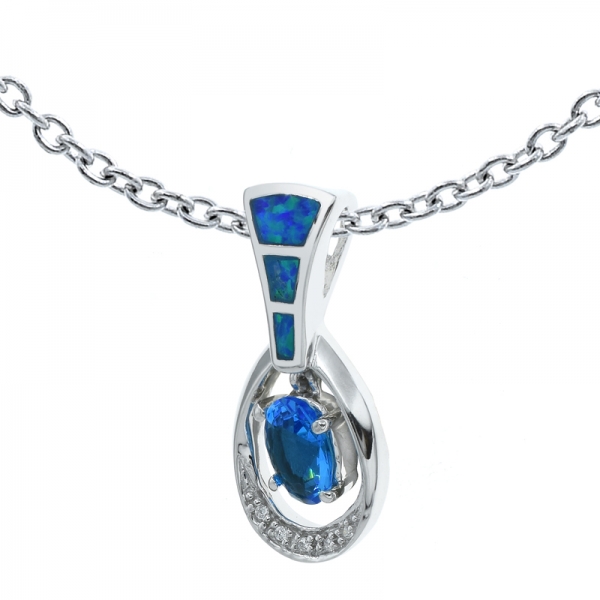 pendente in opale con pietre blu oceano in argento sterling 925 
