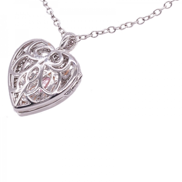 ciondolo medaglione in argento a forma di cuore con paraiba e bianco 