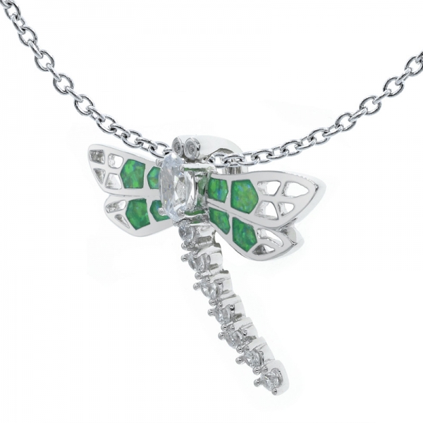 ciondolo opale d'argento brillante libellula laboratorio verde 