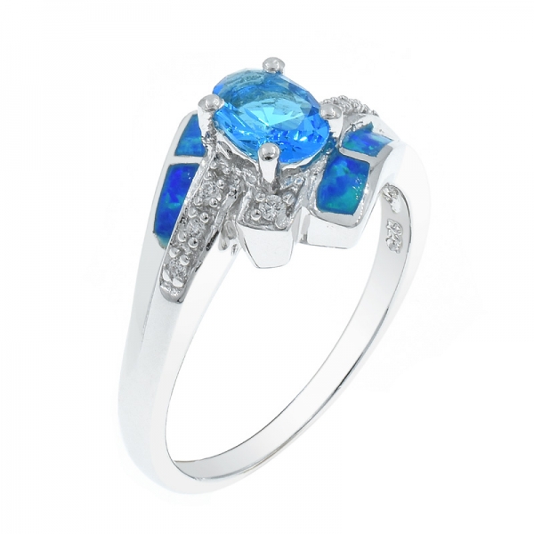 Anello opale da donna in argento 925 con pietre blu ocen 