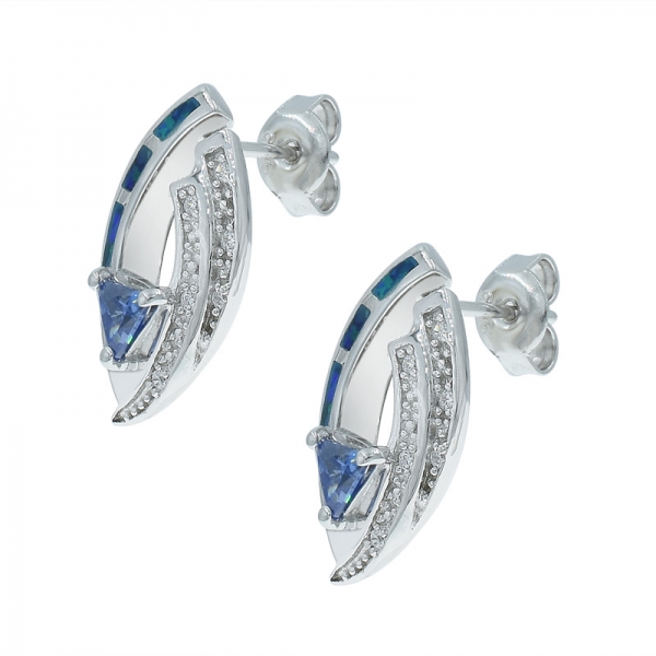 argento accattivante orecchini con opale gioielli con forma triangolare tanzantie cz 