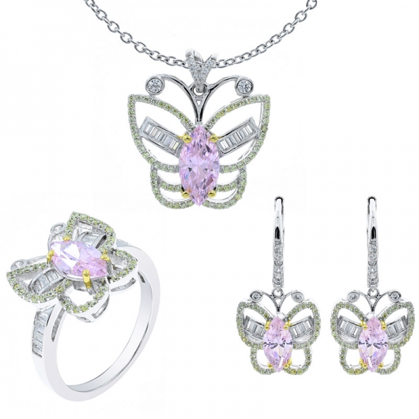 meraviglioso set di gioielli da donna in argento con farfalle 