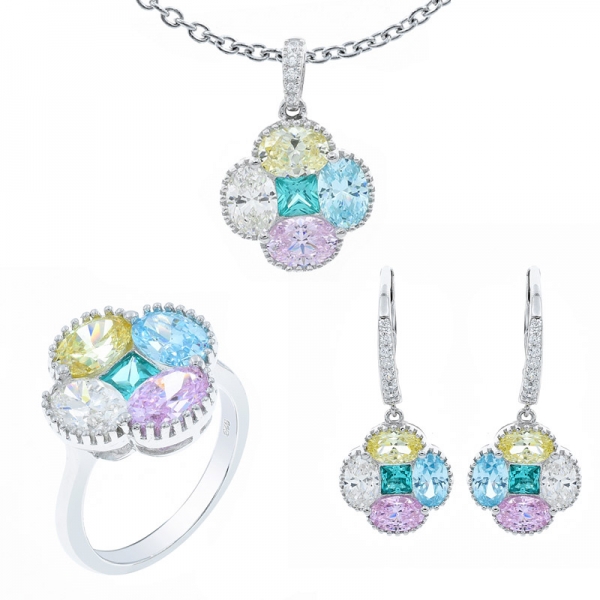 set di gioielli in quadrifoglio multicolor in argento 