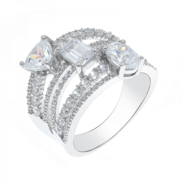 anello in argento 925 multi linea alla moda 