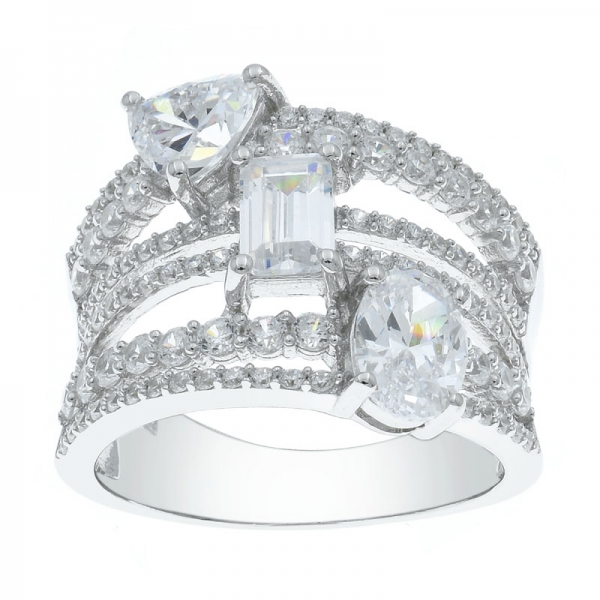anello in argento 925 multi linea alla moda 