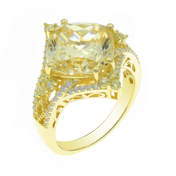 Anello cz diamante giallo con diamante alla moda 