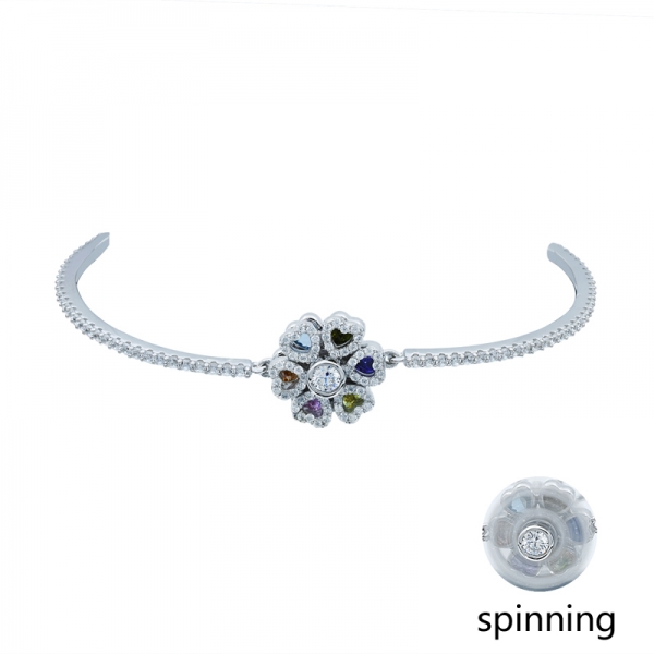 bracciale floreale in argento sterling 925 