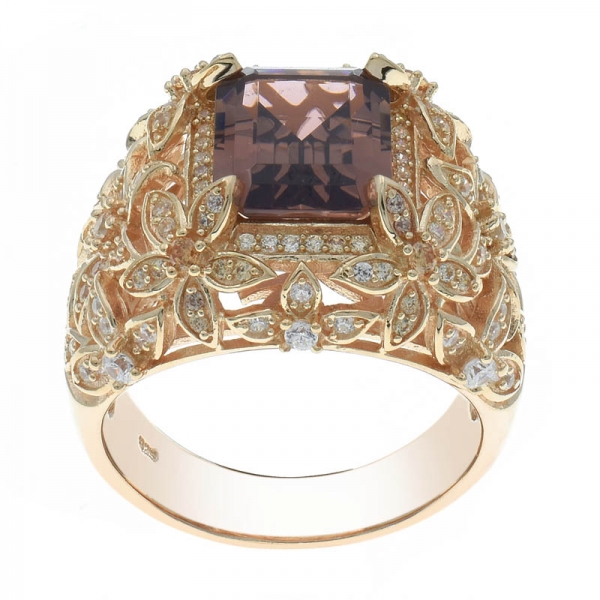 anello in argento con morganite nano taglio classico smeraldo 