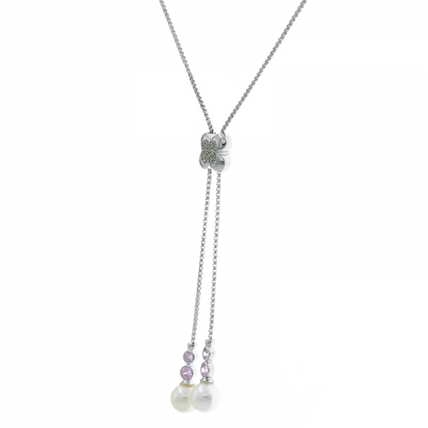 Collana regolabile in argento sterling 925 con perle 