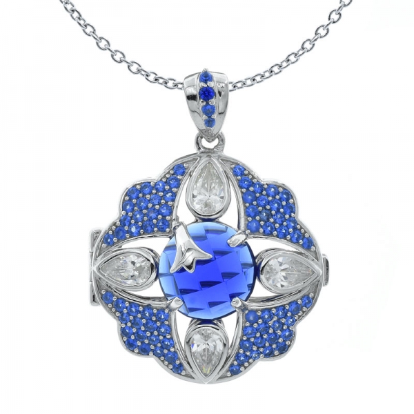 Medaglione pendente nano argento 925 blu vittoriano 