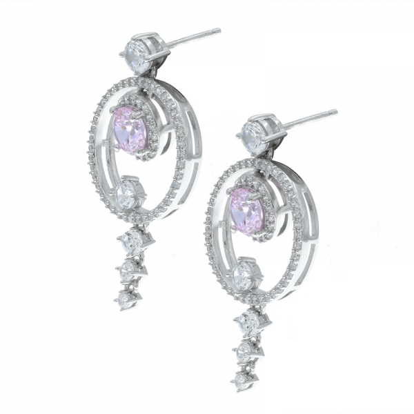 Orecchini chandelier in argento 925 con diamanti rosa cz 