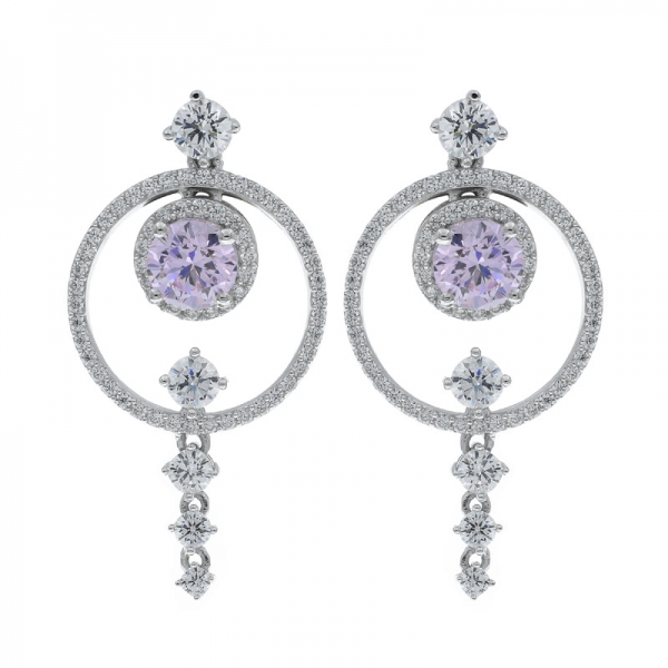 Orecchini chandelier in argento 925 con diamanti rosa cz 