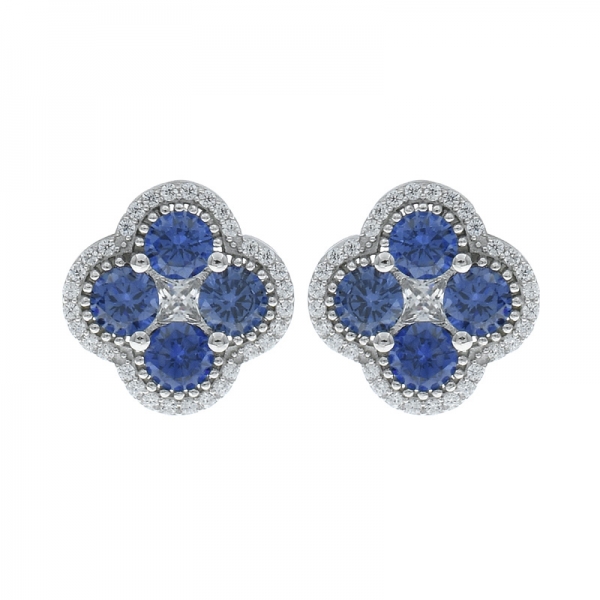 925 orecchini in argento nano blu con 4 quadrifogli affascinanti 