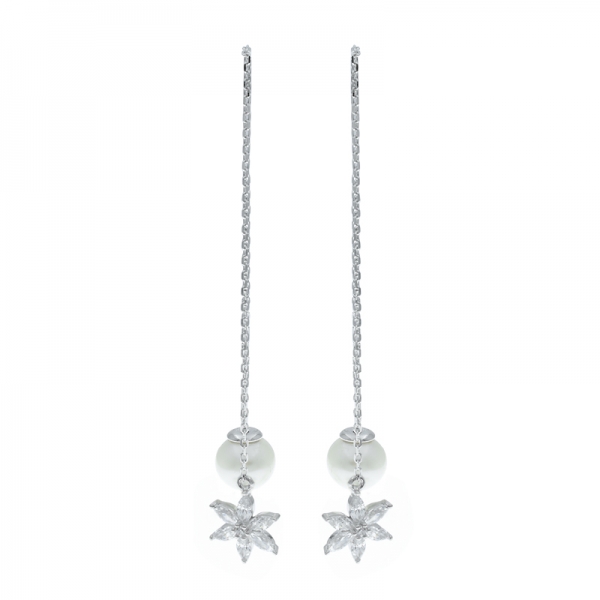 Orecchini pendenti in argento 925 con paraiba e perle 