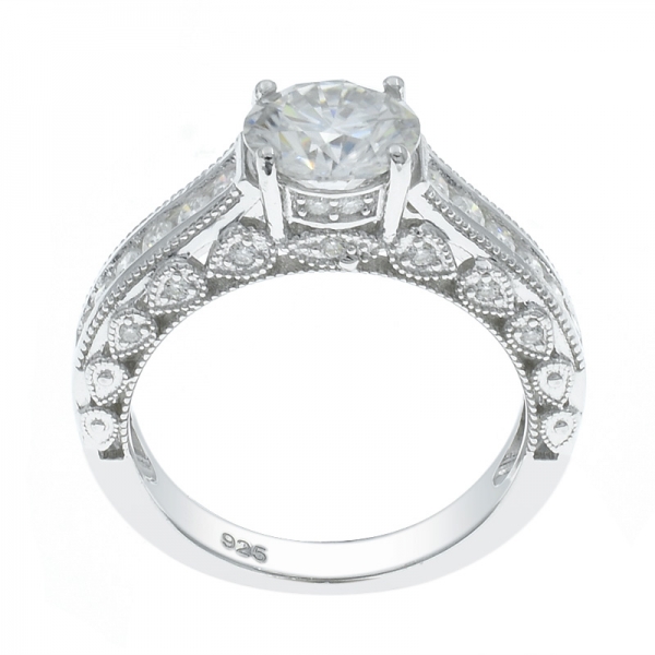 Anello con anelli decorati in argento 925 con banda di impostazione del canale 