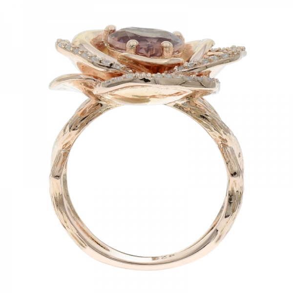 affascinante anello in argento 925 con corindone rosa 