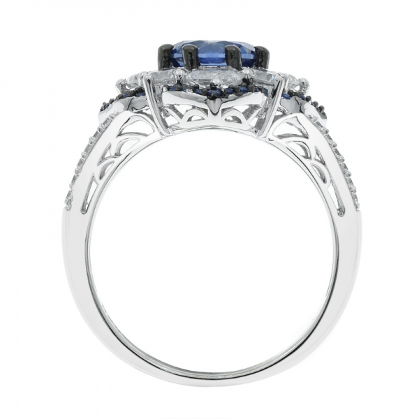 classico anello in argento 925 con tanzanite cz floreale 