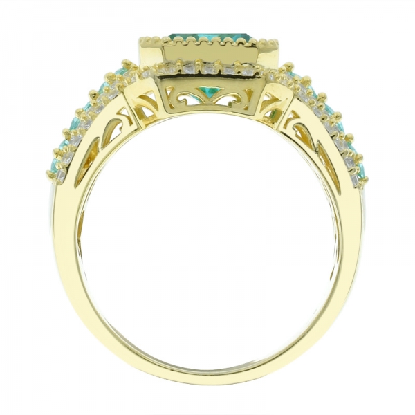 eclatante anello paraiba in argento 925 con taglio smeraldo 