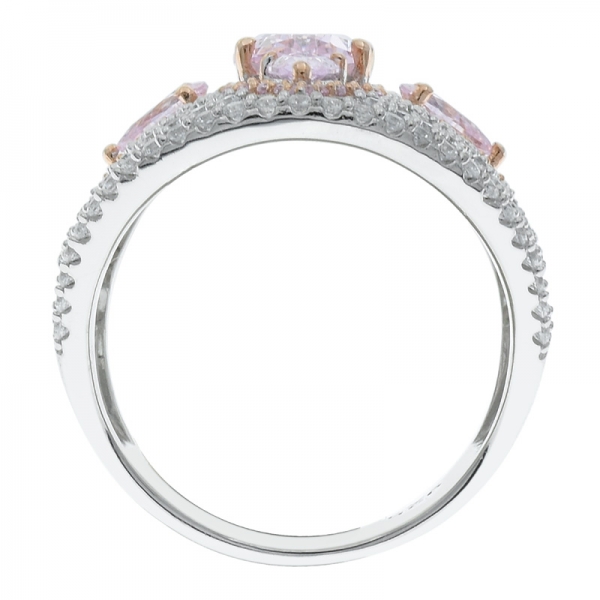 Anello in argento 925 con diamante rosa cz filigranato 