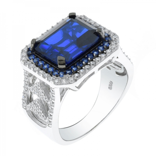 anello in argento nano blu 925 all'ingrosso per le signore 