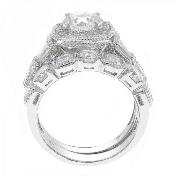 Cina 925 Sterling Silver White CZ set di anelli di gioielli 