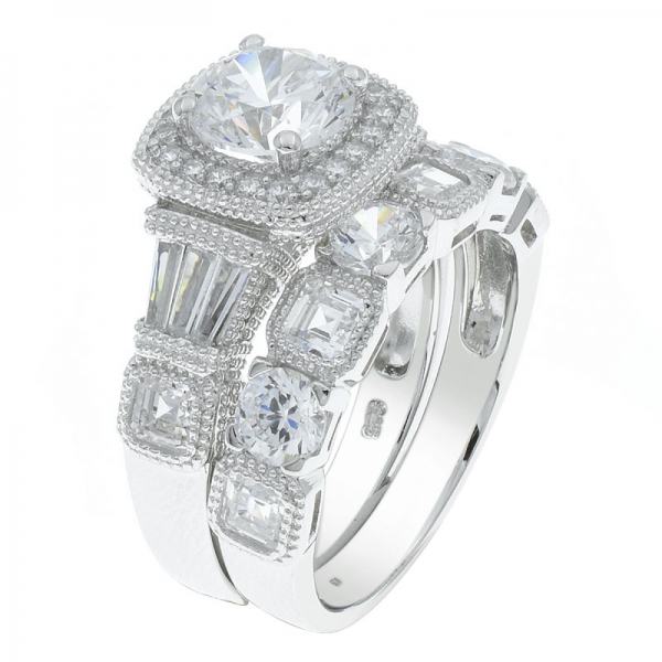 Cina 925 Sterling Silver White CZ set di anelli di gioielli 